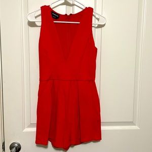 BEBE red/pink tank top low cut romper size M